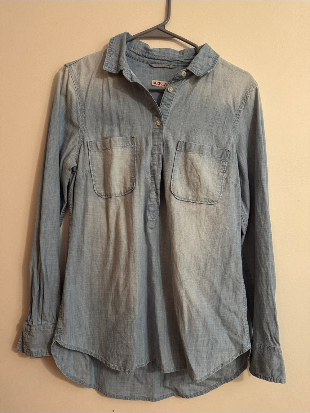 Merona Light Blue Denim Button-Down Shirt